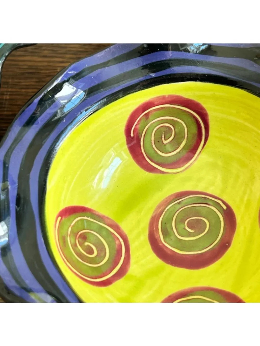 Set of 3 Small Handmade Art Pottery Bowls Ruffled Colorful 4.75